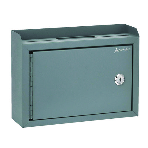 Medium Size Steel Multi-Purpose Secure Drop Box, 9.8 x 3.4 x 7.5, Gray