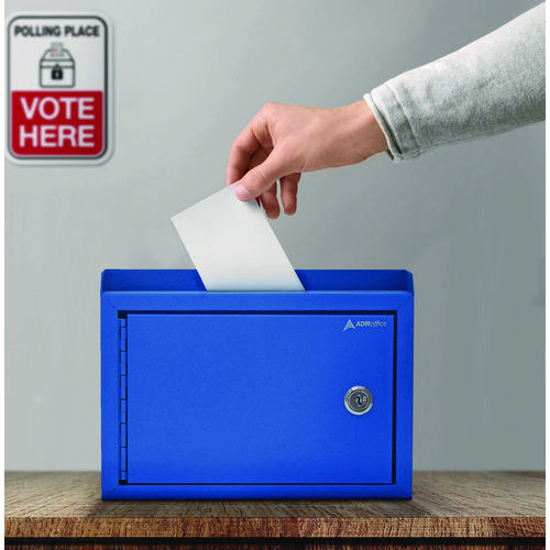 Medium Size Steel Multi-Purpose Secure Drop Box, 9.8 x 3.4 x 7.5, Blue