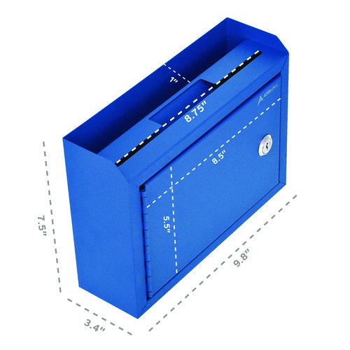 Medium Size Steel Multi-Purpose Secure Drop Box, 9.8 x 3.4 x 7.5, Blue