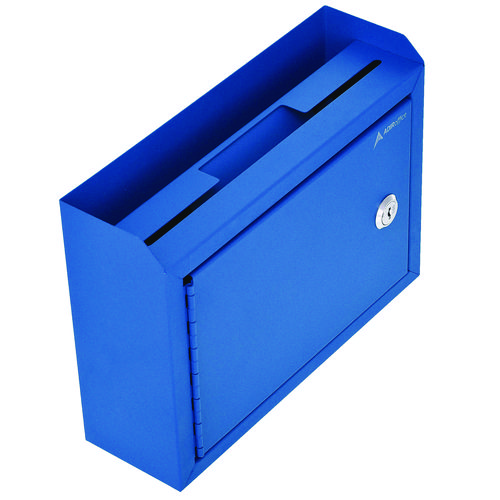 Medium Size Steel Multi-Purpose Secure Drop Box, 9.8 x 3.4 x 7.5, Blue