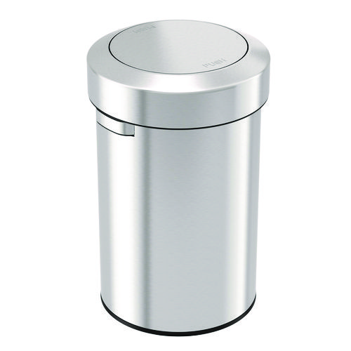 Swing Top Trash Can, 17 gal, Stainless Steel, Silver