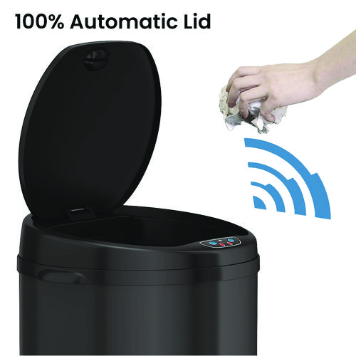 Sensor Trash Can, 8 gal, Plastic/Stainless Steel, Black