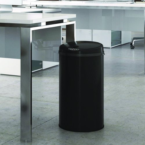 Sensor Trash Can, 8 gal, Plastic/Stainless Steel, Black