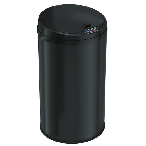 Sensor Trash Can, 8 gal, Plastic/Stainless Steel, Black