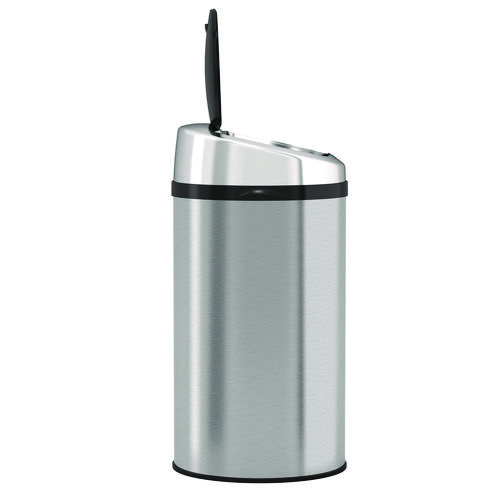 Sensor Trash Can, 8 gal, Plastic/Stainless Steel, Silver