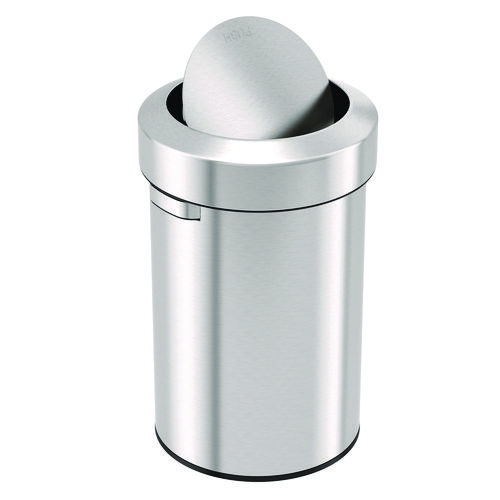 Swing Top Trash Can, 17 gal, Stainless Steel, Silver