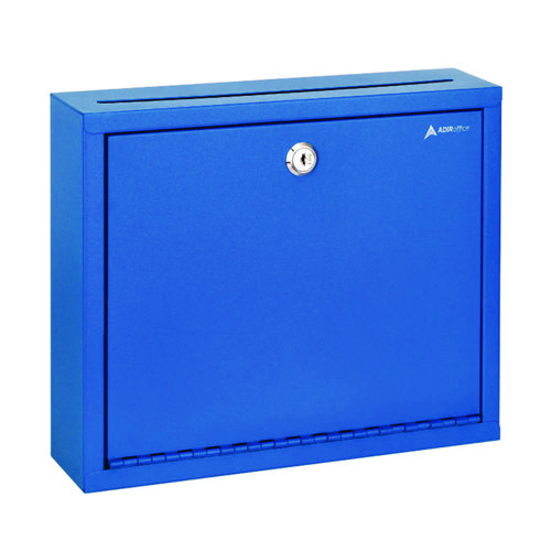 Large Size Steel Multi-Purpose Secure Drop Box, 12 x 3 x10, Blue