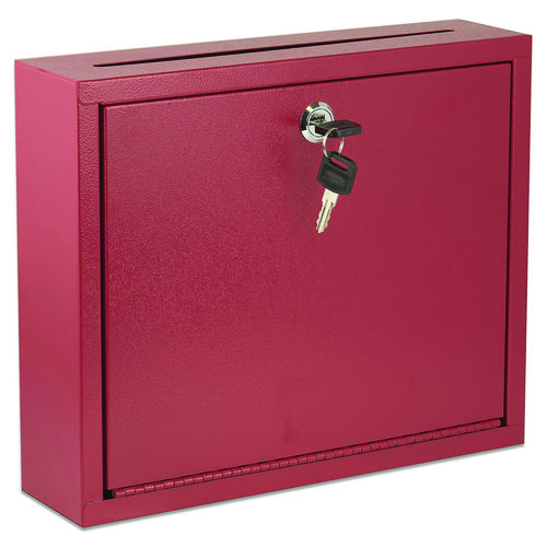 Large Size Steel Multi-Purpose Secure Drop Box, 12 x 3 x 10, Red