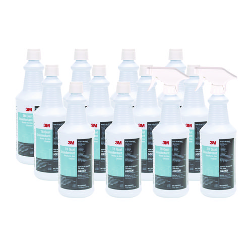 TB Quat Disinfectant Ready-to-Use Cleaner, 32 oz Bottle, 12 Bottles and 2 Spray Triggers/Carton