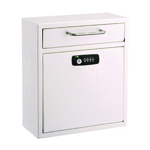 Wall Mount Locking Mail Drop Box - 15x12x4 Inch Secure Payment & Key Drop Box, White
