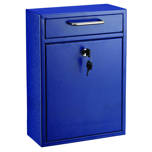 Large Ultimate Secure Drop Box Wall Mounted Mail Box, 11.2 x 4.7 x 16.2, Blue