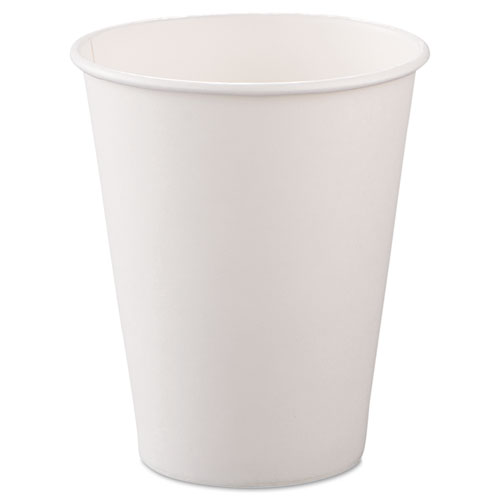 SOLO® Single-Sided Poly Paper Hot Cups, 8 oz, White, 50/Bag, 20 Bags/Carton