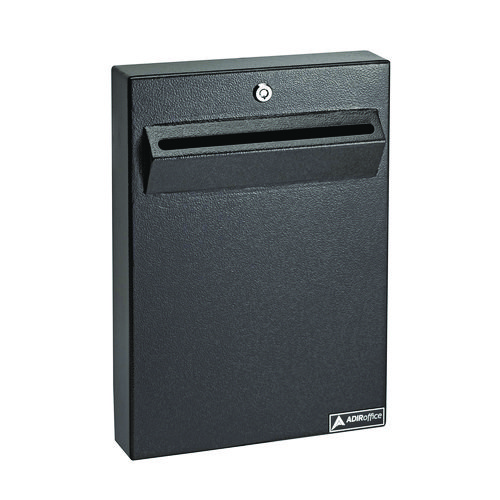 Large Wall Mounted Weatherproof Steel Secure Drop Box, 11 x 2.4 x 16, Black