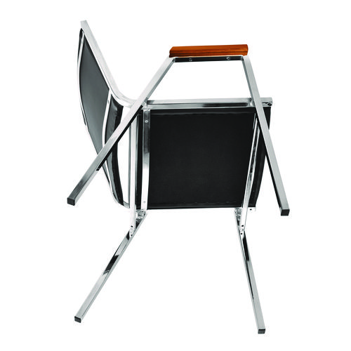 Vinyl Chrome Frame Stackable Office Chair, 16.5 x 22 x 32, Black Seat, Black Back, Chrome Base