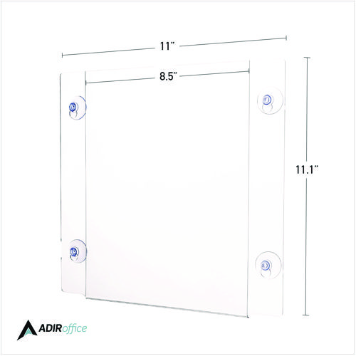 Clear Suction Acrylic Window Sign Holder, 8 x 11, Clear Frame, 6/Pack