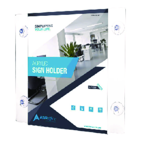 Clear Suction Acrylic Window Sign Holder, 8 x 11, Clear Frame, 6/Pack