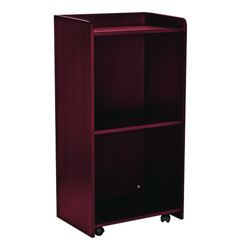 Wood Mobile Presentation Lectern Speaker Stand with Shelves, 22.44 x 16.53 x 45.98, Mahogany