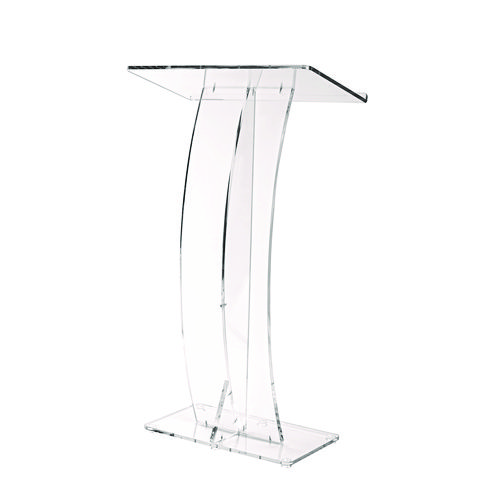 Acrylic Slanted Podium Lectern Speaker Stand, 26.75 x 12.5 x 47, Clear