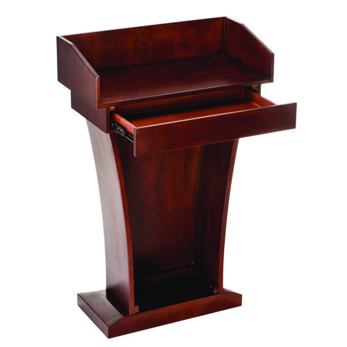 Wood Stand-Up Podium Lectern Speaker Stand with Drawer and Storage Area, 27.55 x 14 x 43.3, Cherry