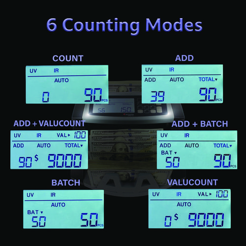 5520UV/MG Cash Counter, 1,300 Bills/min, 9.7 x 11.5 x 7.5, Gray