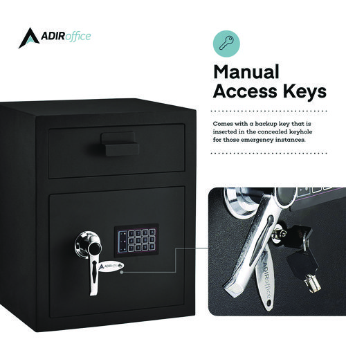 1.1 cu ft Steel Digital Secure Money Deposit Safe with Digital keypad, 15.3 x 13.5 x 19, Black