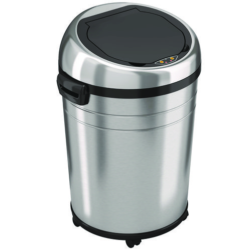 Extra-Large Sensor Trash Can with Wheels, 18 gal, Plastic/Stainless Steel