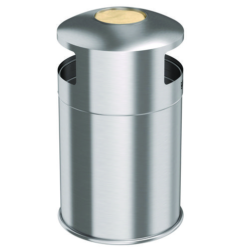 Extra-Large Dual Side-Entry Trash Can, Indoor, 50 gal, Stainless Steel, Silver