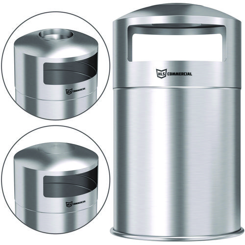 Extra-Large Dual Side-Entry Trash Can, Indoor, 50 gal, Stainless Steel, Silver