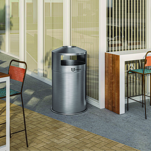 Extra-Large Dual Side-Entry Trash Can, Outdoor, 50 gal, Stainless Steel, Silver