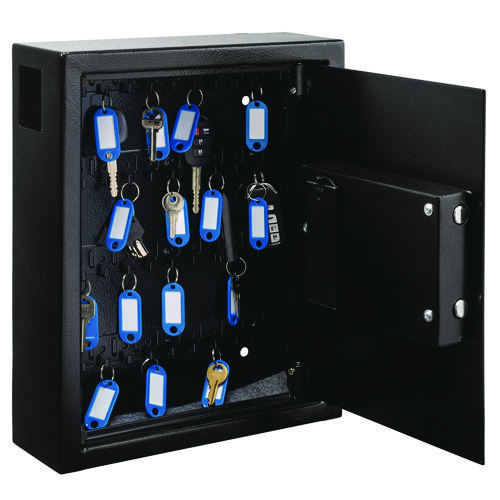 Steel Digital Lock Key Cabinet, 40-Key, 13 x 4 x 14.3, Stainless Steel 304, Black