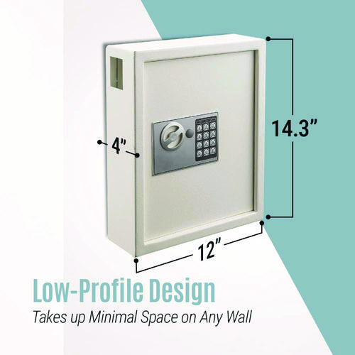 Steel Digital Lock Key Cabinet, 40-Key, 13 x 4 x 14.3, Stainless Steel 304, White