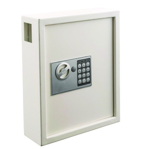 Steel Digital Lock Key Cabinet, 40-Key, 13 x 4 x 14.3, Stainless Steel 304, White