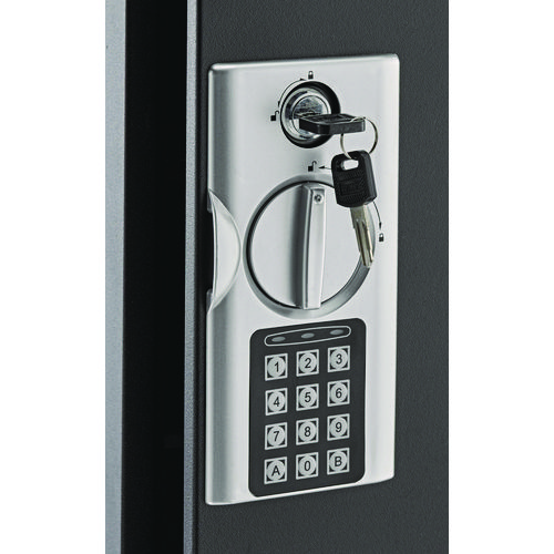 Steel Digital Lock Key Cabinet, 60-Key, 13 x 2.6 x 17, Stainless Steel 304, Black