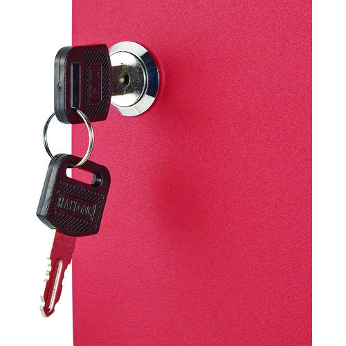 Steel Secure Key Cabinet with Key Lock, 48-Key, 7.1 x 3.1 x 10, Stainless Steel 304, Red