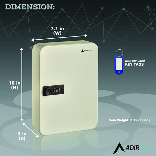 Steel Heavy-Duty Key Cabinet with Combination Lock, 48-Key, 7.1 x 3 x 10, Stainless Steel 304, White