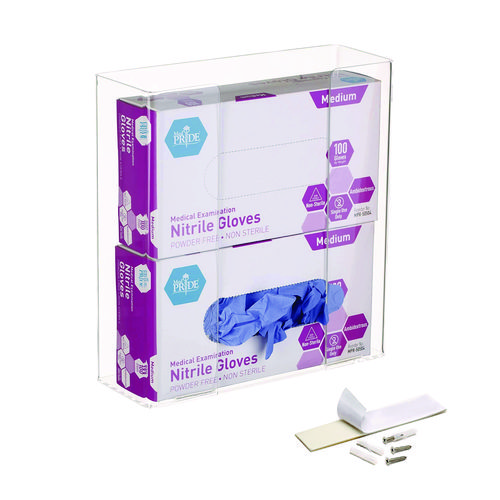 Acrylic Glove Dispenser, Double Box Capacity, 10.2 x 3.5 x 10.8, Clear