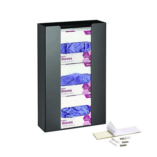 Acrylic Glove Dispenser, Triple Box Capacity, 10.2 x 3.5 x 16.1, Black