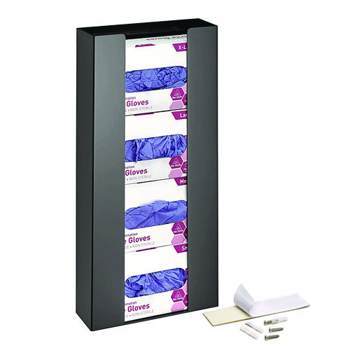 Acrylic Glove Dispenser, Quad Box Capacity, 10.2 x 3.5 x 21.1, Black