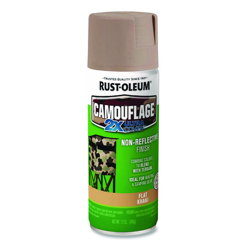 Camouflage Spray Paint, Flat Khaki, 12 oz Aerosol Can