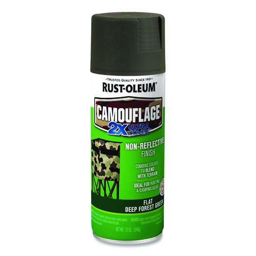 Camouflage Spray Paint, Flat Deep Forest Green, 12 oz Aerosol Can