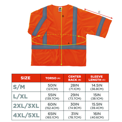 GloWear 8310HL Type R Class 3 Economy Mesh Vest, 4X-Large to 5X-Large, Orange