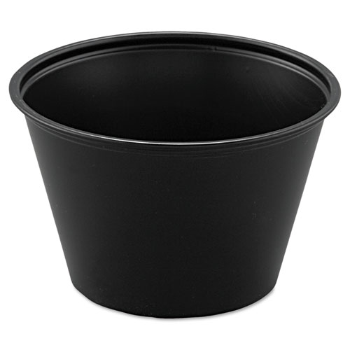 Polystyrene Portion Cups, 4 oz, Black, 250/Bag, 10 Bags/Carton