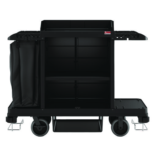 Standard Housekeeping Cart, Plastic, 1 Shelf, 24" x 62.13" x 49.75", Black