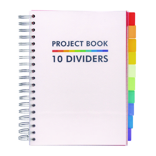 B5 Size 10-Subject Project Book, 10-Subject, Medium/College Rule, White Cover, (200) 9.8 x 6.9 Sheets