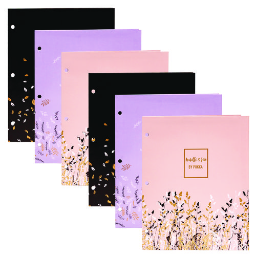 Two-Pocket Portfolio Folder, 1" Capacity, 9.6 x 11.9, Assorted Floral, 6/Pack