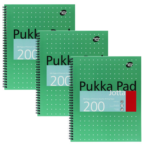 Letter Size Notebook, 1-Subject, Medium/College Rule, Metallic Green with White Dots Cover, (100) 11 x 8.5 Sheets, 3/Pack