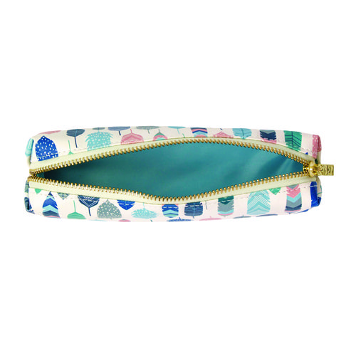 Pencil Case, 7.9" x 2" x 2", Multicolor Feathers