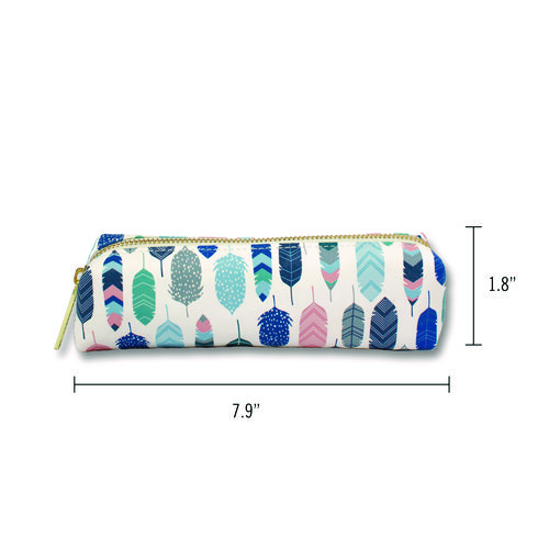 Pencil Case, 7.9" x 2" x 2", Multicolor Feathers