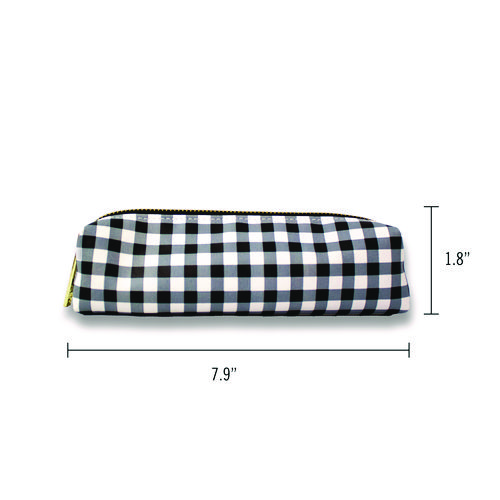 Pencil Case, 7.9" x 2" x 2", Black/White Check