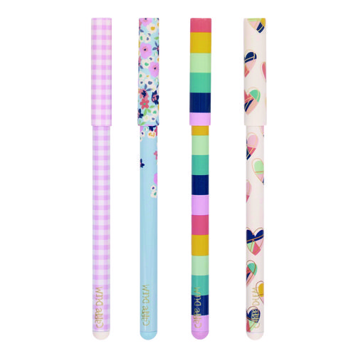 Carpe Diem Ballpoint Pen, Stick, Medium 0.7 mm, Black Ink, Assorted Ditzy Floral Barrel Patterns 4 Pens/Pack, 6 Packs/Box